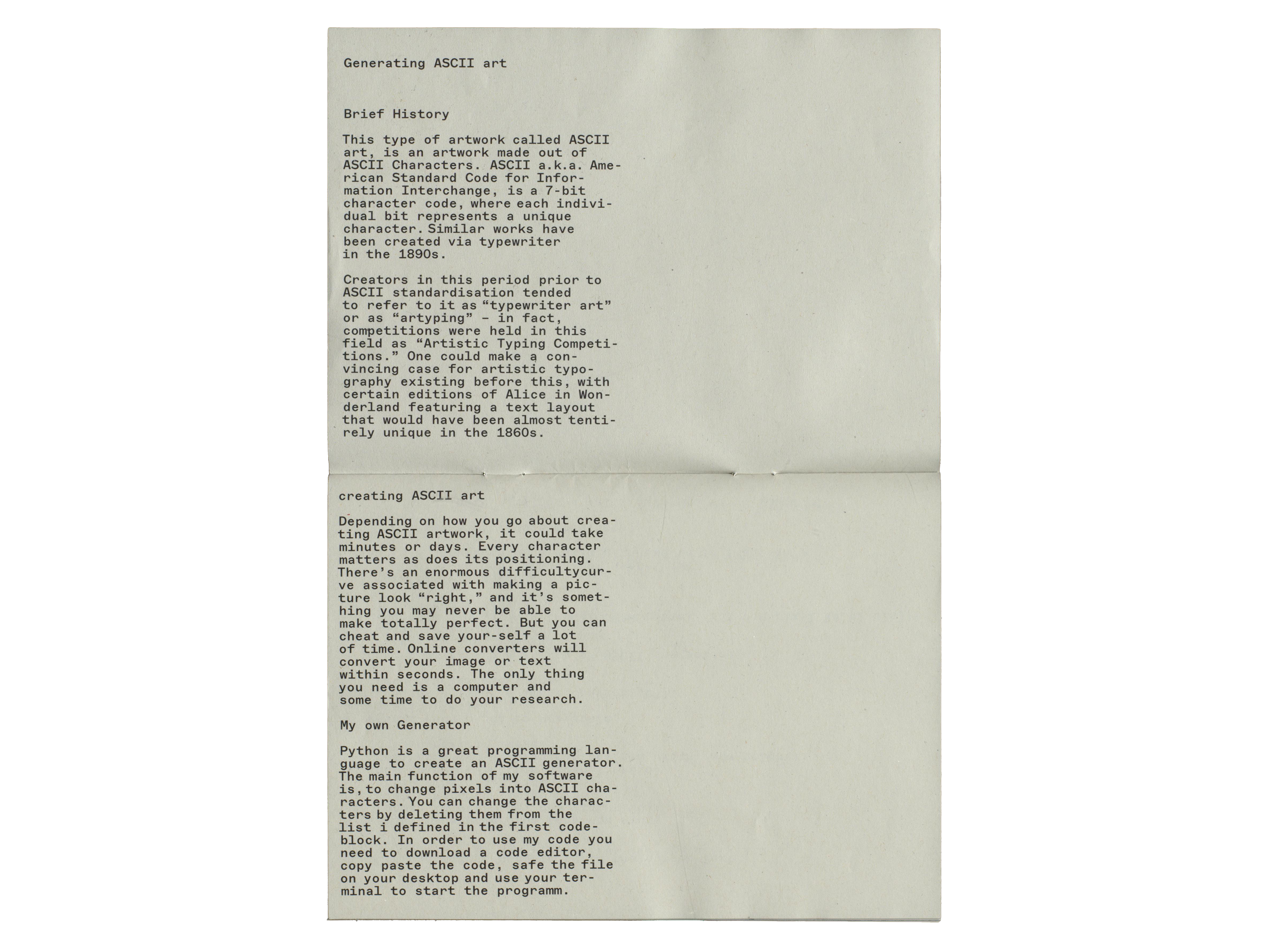 Fotographie ASCII Zine
